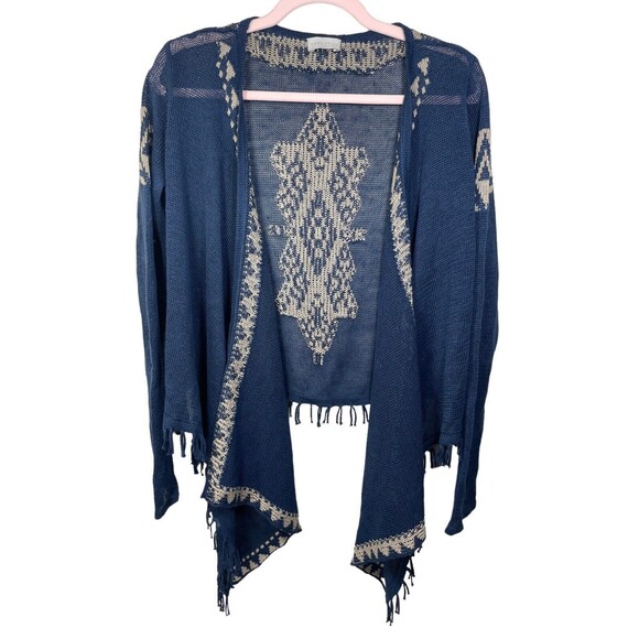 Marabelle Women Linen Cascade open cardigan Semi Sheer‎ Aztec Size XS Asymmetric - Picture 1 of 11